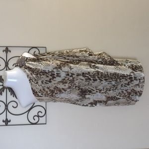 Frank Lyman Design One-Shoulder Animal Print Dress in Cream and Brown